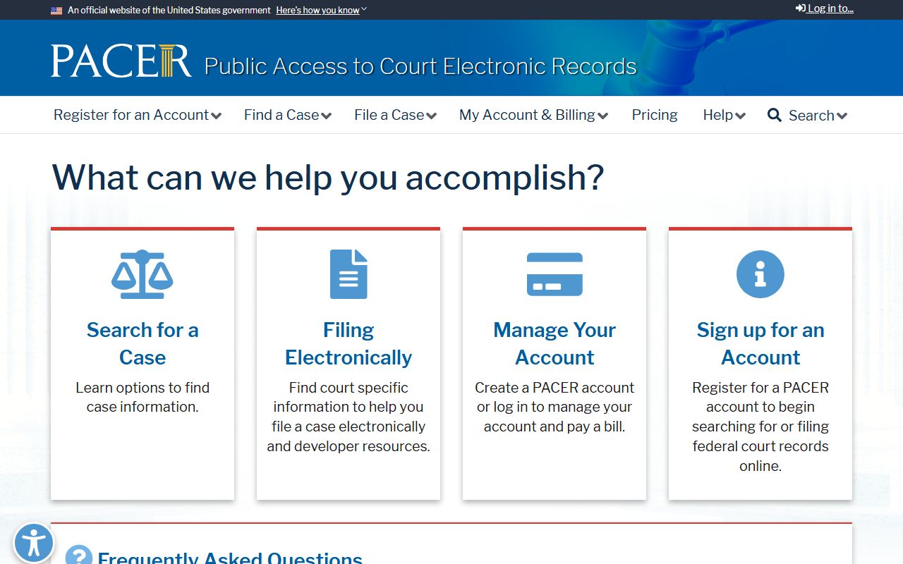 PACER federal court records portal for Tishomingo County court records research