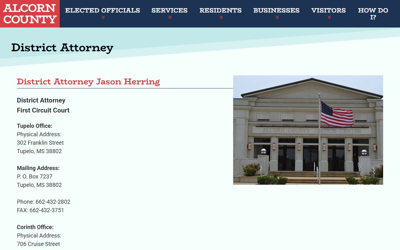Tishomingo County Circuit Court records, First Circuit District Attorney office