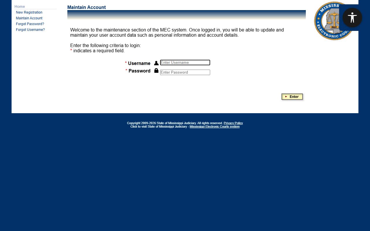 Tishomingo County Circuit Court records, PAMEC public access registration