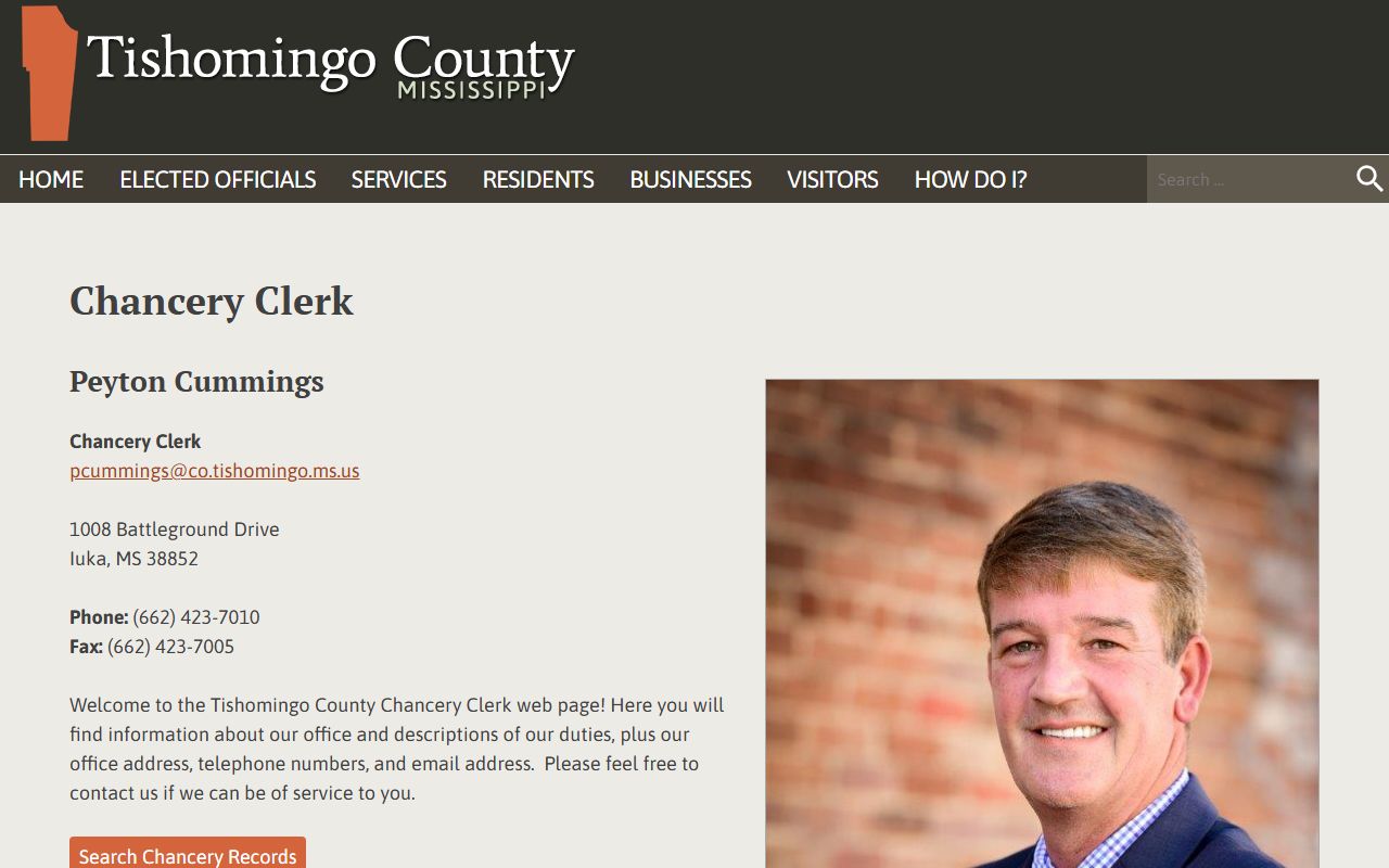 Tishomingo County Chancery Clerk court records and probate page