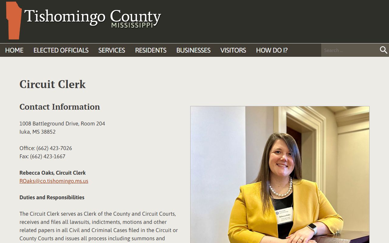 Tishomingo County Circuit Clerk court records office page