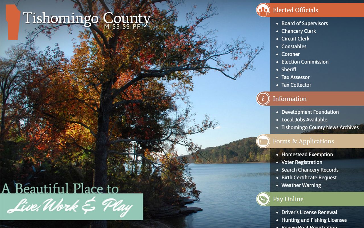 Tishomingo County Court records portal on the official county website