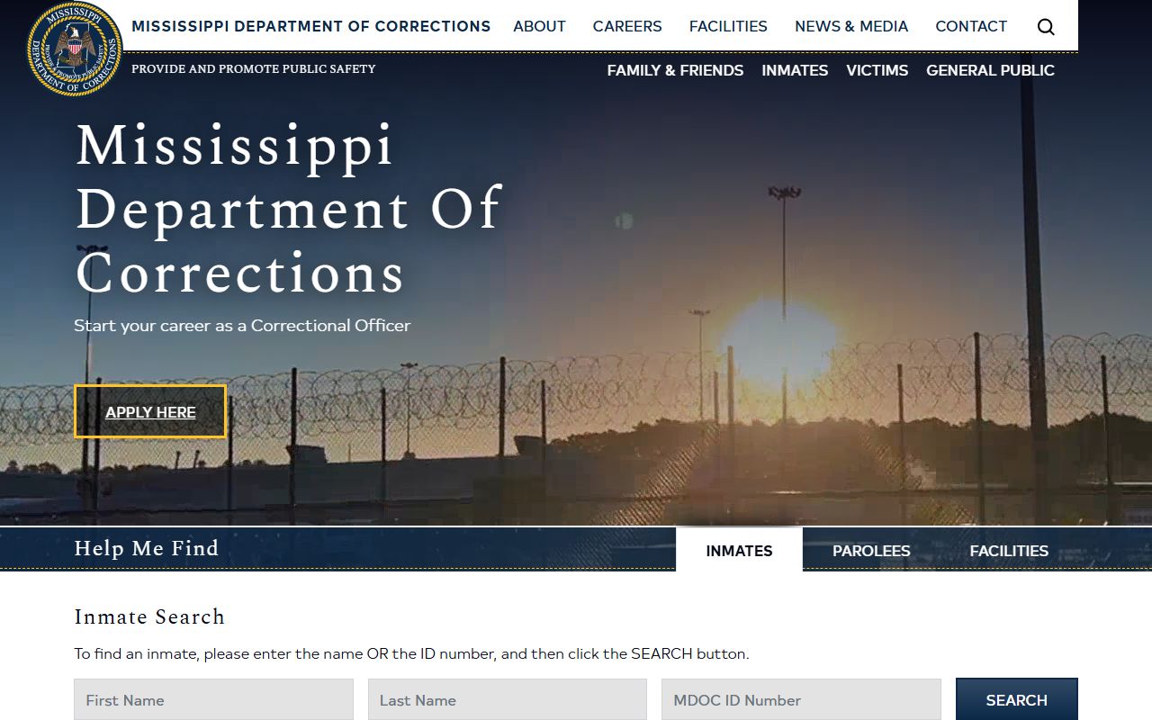 Tishomingo County inmate search through the Mississippi Department of Corrections