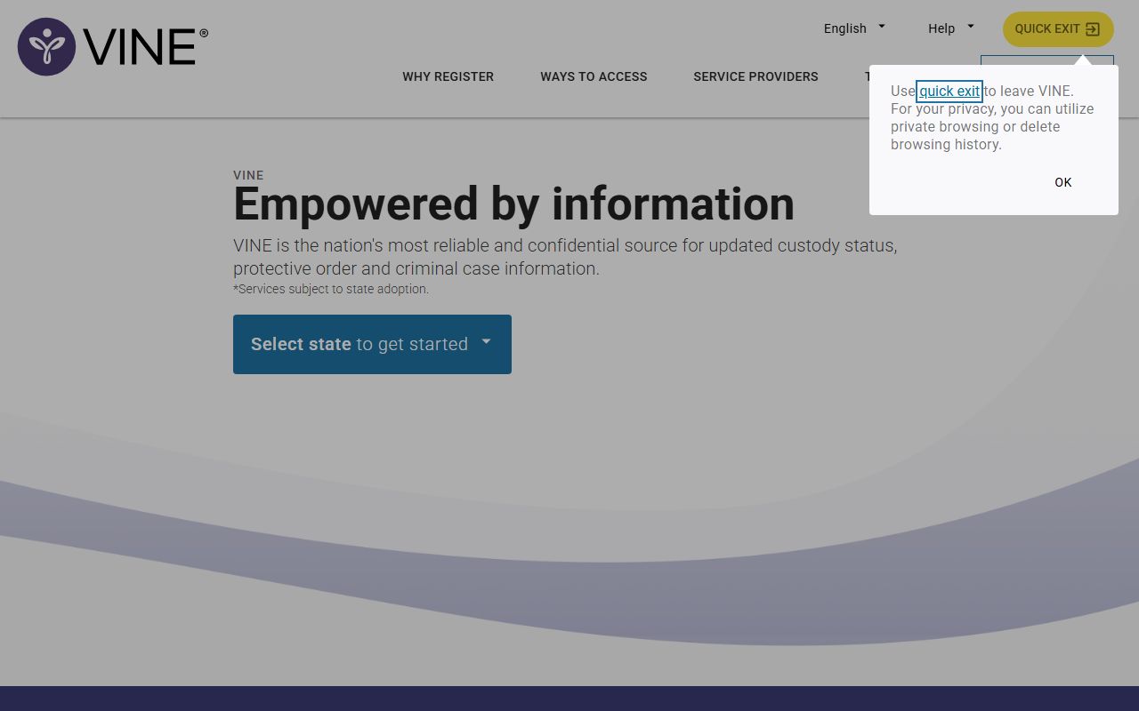 Tishomingo County inmate release alerts through VINELink and MS SAVIN
