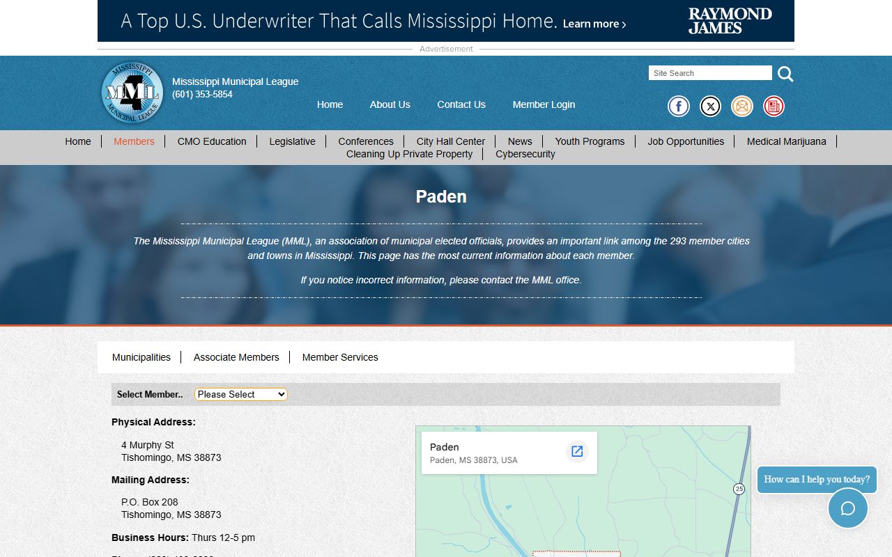 Tishomingo County traffic court records for the Town of Paden